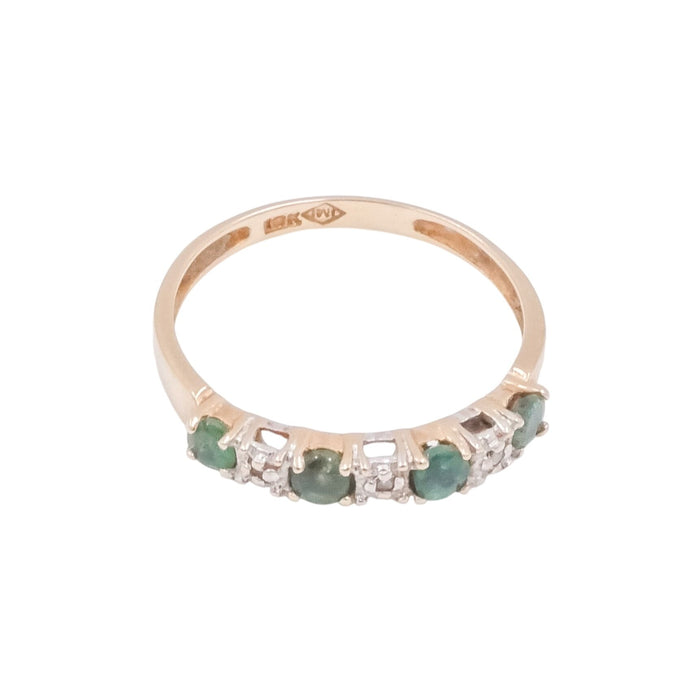 10K Yellow Gold Natural Emerald Diamond Ring Size 6