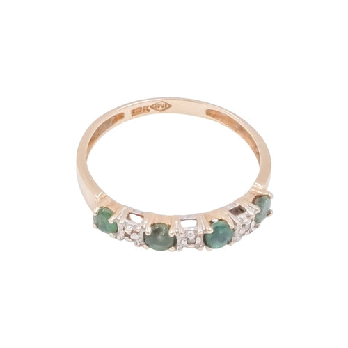 10K Yellow Gold Natural Emerald Diamond Ring Size 6