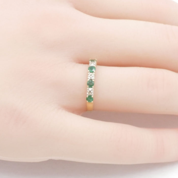 10K Yellow Gold Natural Emerald Diamond Ring Size 6