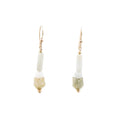 14K Gold Filled Jade Flower Dangle Earrings 1.75 Inch Drop