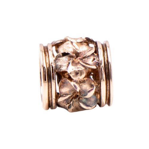 14K Rose Gold Hawaiian Diamond Cut Plumeria Flower Barrel Slide Pendant Charm