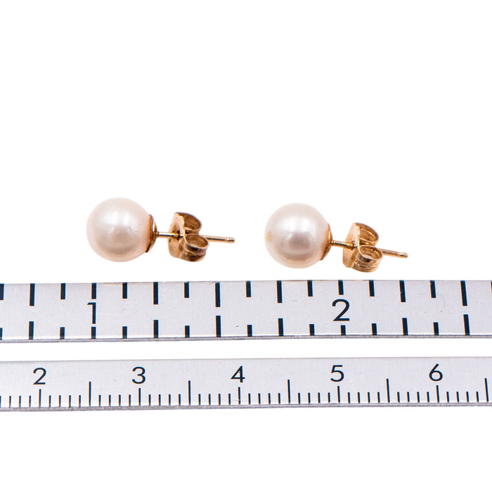 14K Yellow Gold 5.7mm Akoya Pearl Stud Earrings