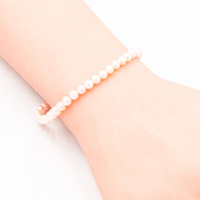 14K Yellow Gold 5mm Pink Cultured Freshwater Pearl Bracelet 7.5 Inch