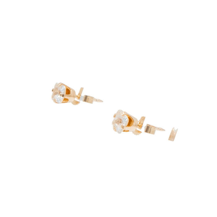 14K Yellow Gold 5mm Princess Cut Cubic Zirconia Stud Earrings