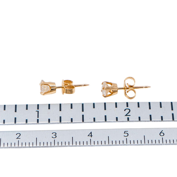 14K Yellow Gold 5mm Princess Cut Cubic Zirconia Stud Earrings