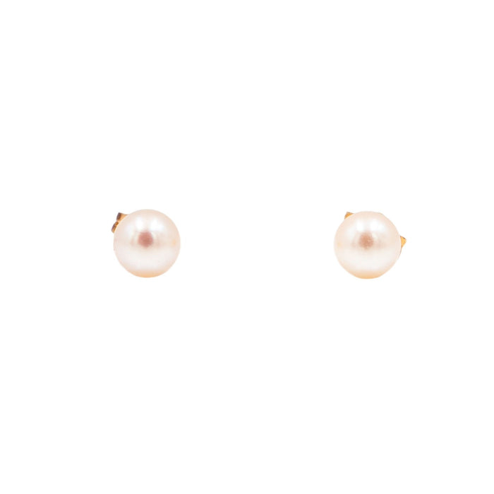 14K Yellow Gold 6mm Akoya Pearl Stud Earrings