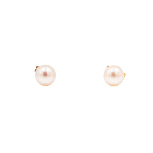 14K Yellow Gold 6mm Akoya Pearl Stud Earrings