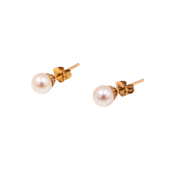 14K Yellow Gold 6mm Akoya Pearl Stud Earrings