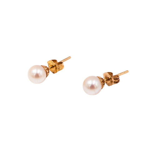 14K Yellow Gold 6mm Akoya Pearl Stud Earrings