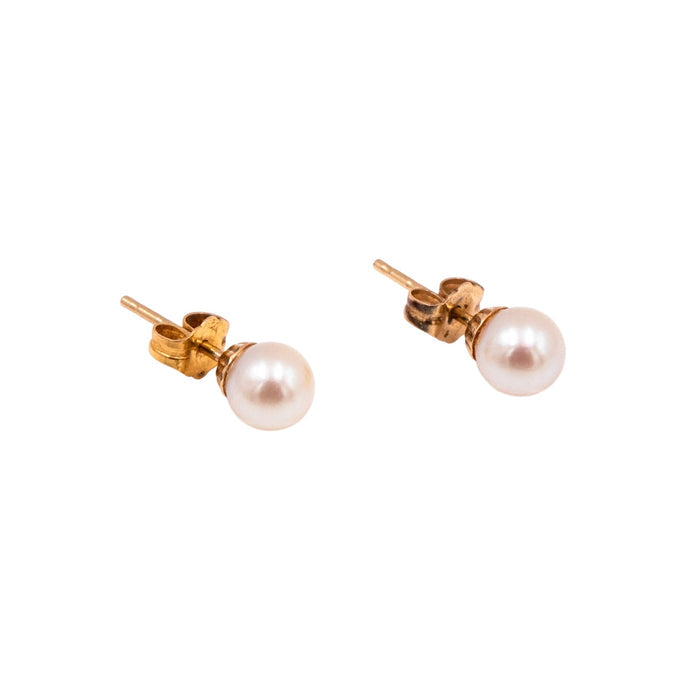 14K Yellow Gold 6mm Akoya Pearl Stud Earrings