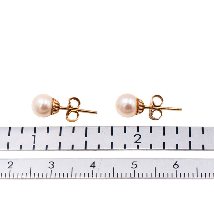 14K Yellow Gold 6mm Akoya Pearl Stud Earrings