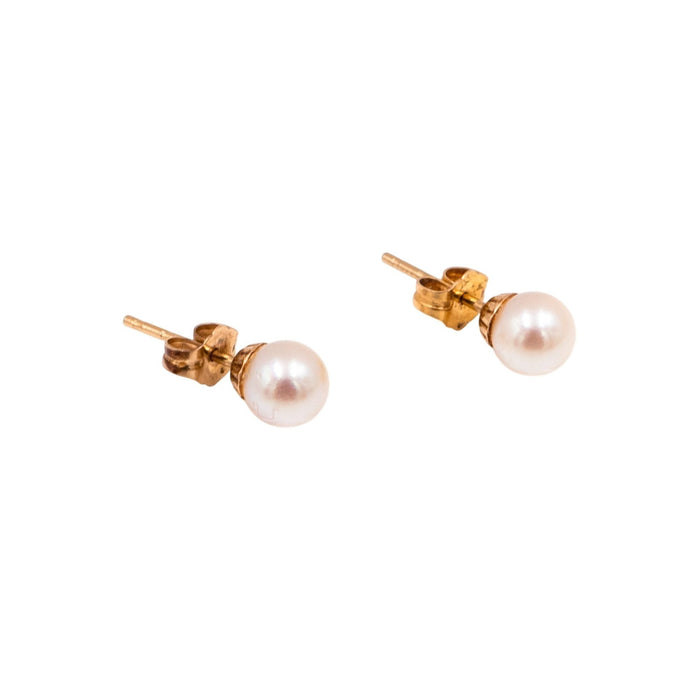 14K Yellow Gold 6mm Akoya Pearl Stud Earrings