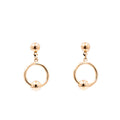 14K Yellow Gold 7/8 Inch Open Circle Drop Stud Earrings