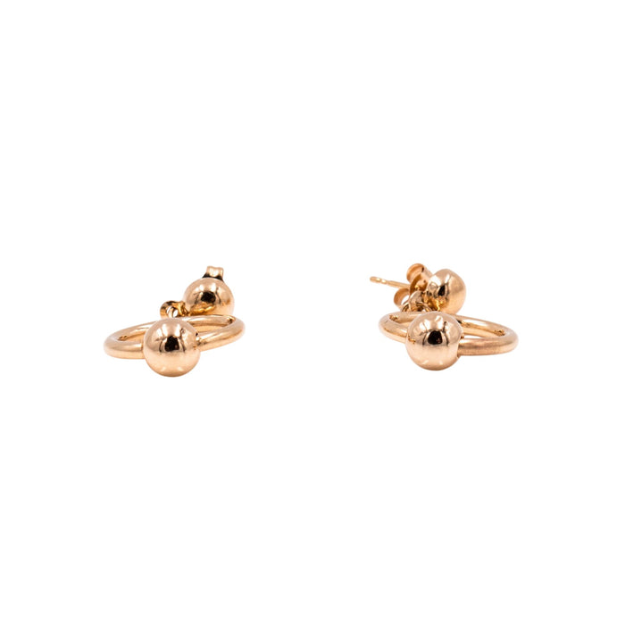 14K Yellow Gold 7/8 Inch Open Circle Drop Stud Earrings