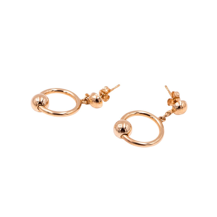 14K Yellow Gold 7/8 Inch Open Circle Drop Stud Earrings