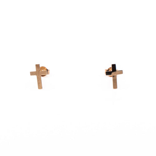 14K Yellow Gold 8mm Cross Stud Earrings