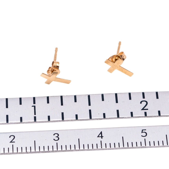14K Yellow Gold 8mm Cross Stud Earrings