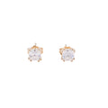 14K Yellow Gold Asscher Cut Double Point Prong CZ Stud Earrings