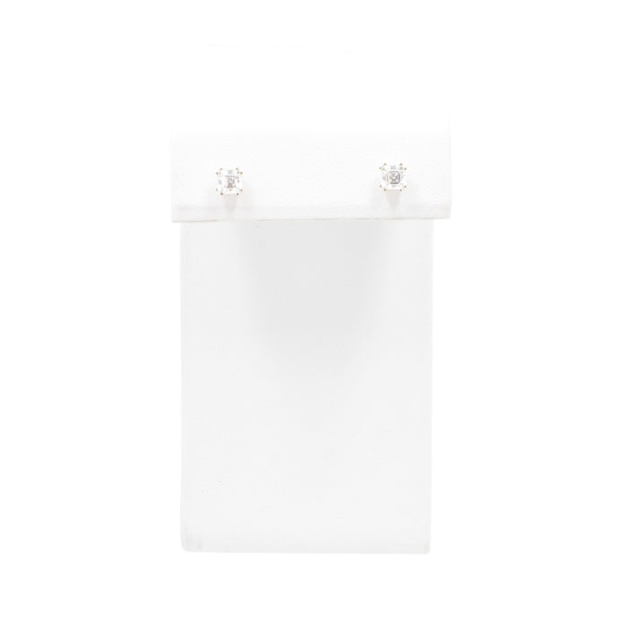 14K Yellow Gold Asscher Cut Double Point Prong CZ Stud Earrings