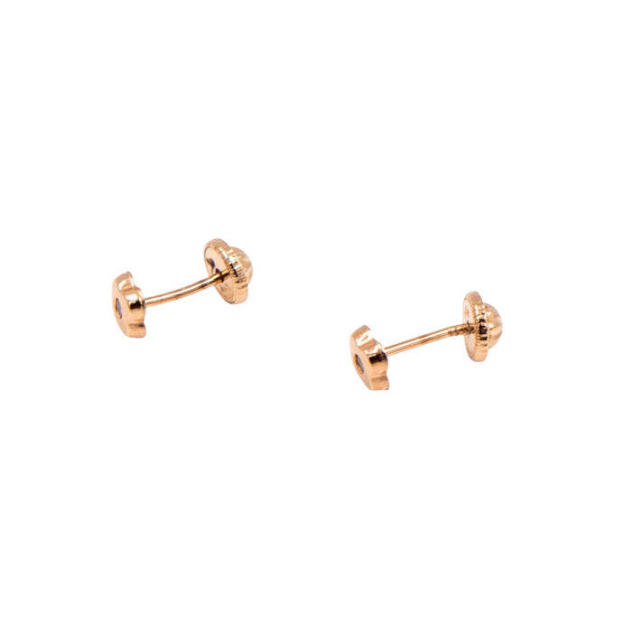 14K Yellow Gold Flower Moissanite Screw Back Stud Earrings Child Petite