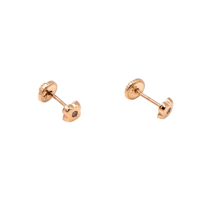 14K Yellow Gold Flower Moissanite Screw Back Stud Earrings Child Petite