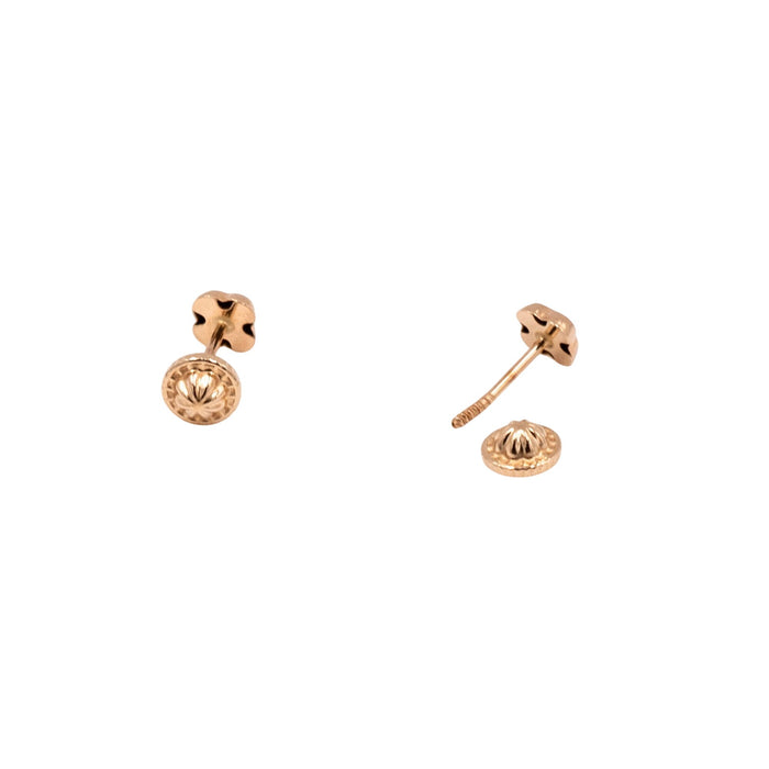 14K Yellow Gold Flower Moissanite Screw Back Stud Earrings Child Petite