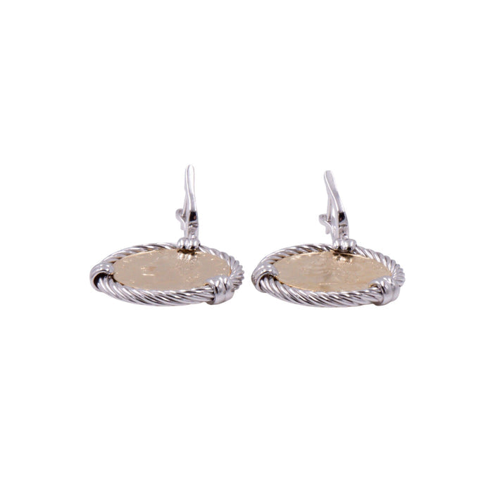 1968 Italian 20 Lire Coin Sterling Silver Dangle Earrings 1.75 Inch Gold Plated Italy Jewelry