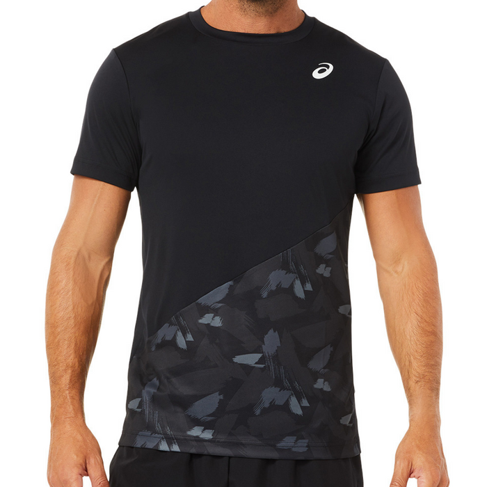 Asics 2022 Court Graphic SS Mens Tennis Top - Performance Black