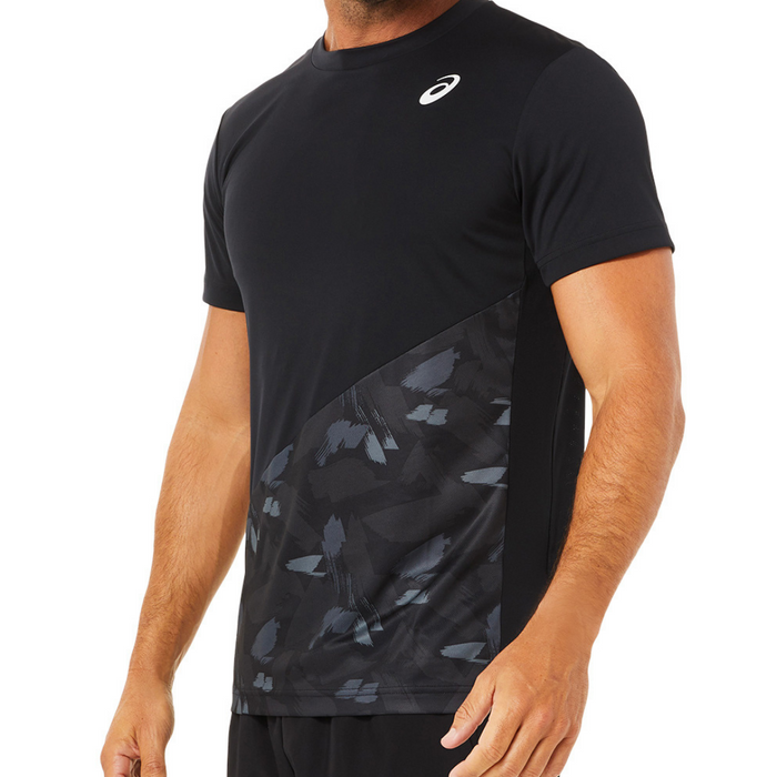 Asics 2022 Court Graphic SS Mens Tennis Top - Performance Black