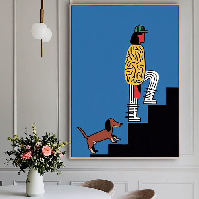 A Colorful Climb I vertical modern pop painting for eclectic living room decor