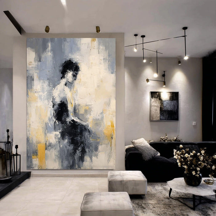 A Pause in Thought abstract modern figure wall art by Hues Art Lab