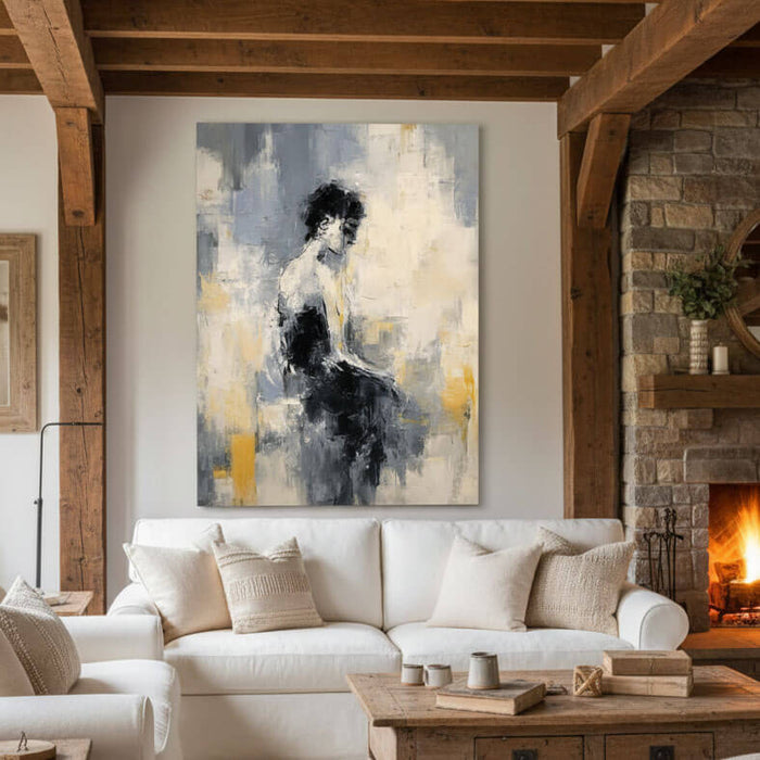 A Pause in Thought gallery view of abstract figure canvas art
