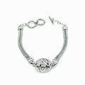 Abalone And Elephant Sterling Silver Toggle Bracelet 6.5 to 7 Inches