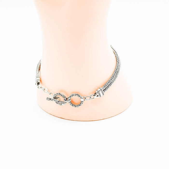 Abalone And Elephant Sterling Silver Toggle Bracelet 6.5 to 7 Inches