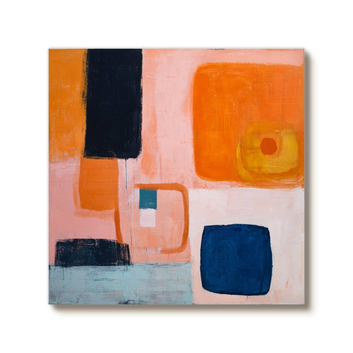 Abstract Squares geometric wall art with layered square color blocks