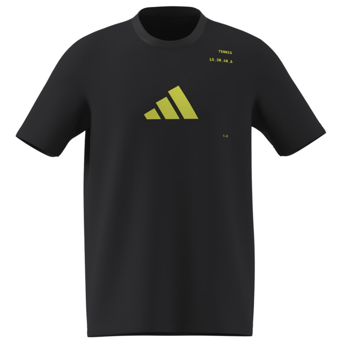 Adidas AEROREADY Tennis Graphic T-Shirt - Black / Lucid Lemon