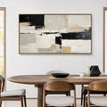 Black and Beige Abstract Wall Art - Modern Textured Canvas Painting for Living Room - Altered State - Hues Art Lab