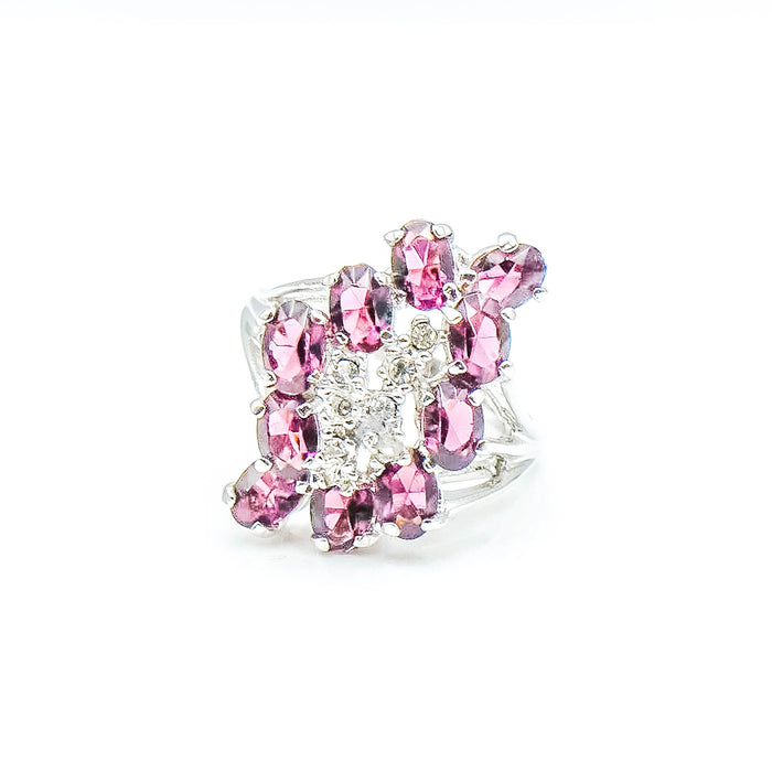 Amethyst Ring Size 8.75 in Rhodium Plating