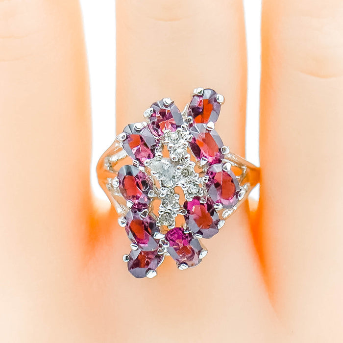 Amethyst Ring Size 8.75 in Rhodium Plating