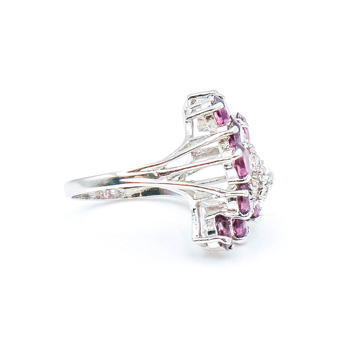 Amethyst Ring Size 8.75 in Rhodium Plating