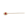 Antique 10K Yellow Gold Art Nouveau Red Paste Stick Pin