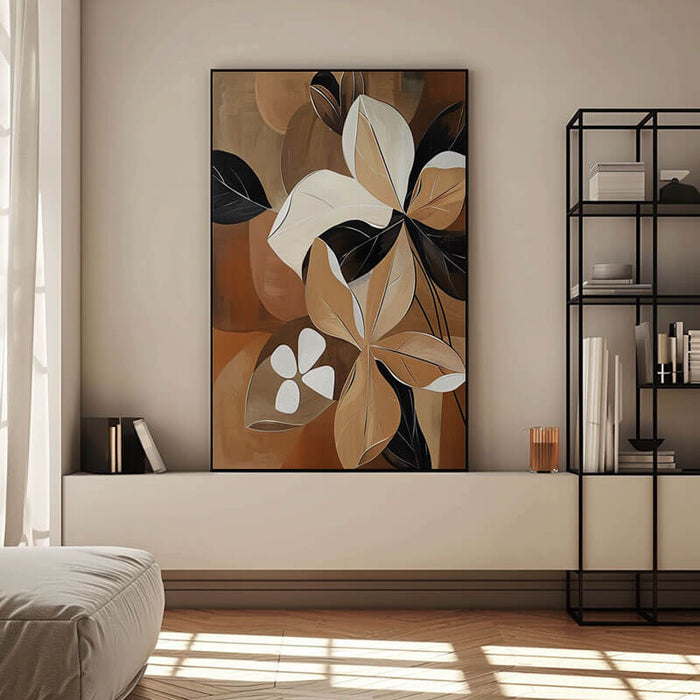Botanical Textured Wall Art Painting - Autumn Leaves I - Hues Art Lab