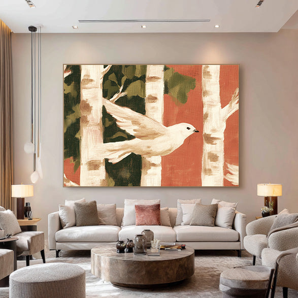 Autumn Messenger modern minimalist nature wall art by Hues Art Lab