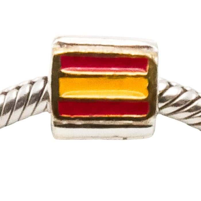 Bacio Sterling Silver Spain Flag Enamel Charm Bead