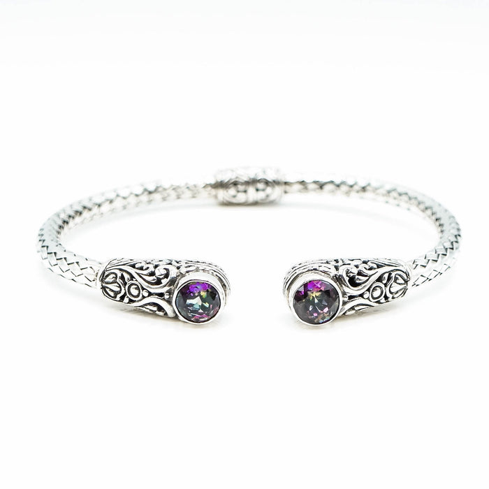 Bali Design 7-Inch Mystic Quartz Sterling Silver Cuff Bracelet