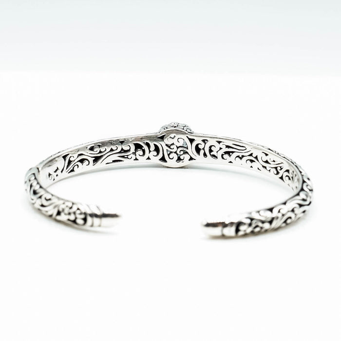 Bali Design Sterling Silver 7-Inch Artisan Cuff Bracelet With Blue Topaz