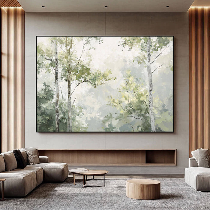 Calming Forest Landscape Oil Painting for Serene Interiors - Be Still - Hues Art Lab
