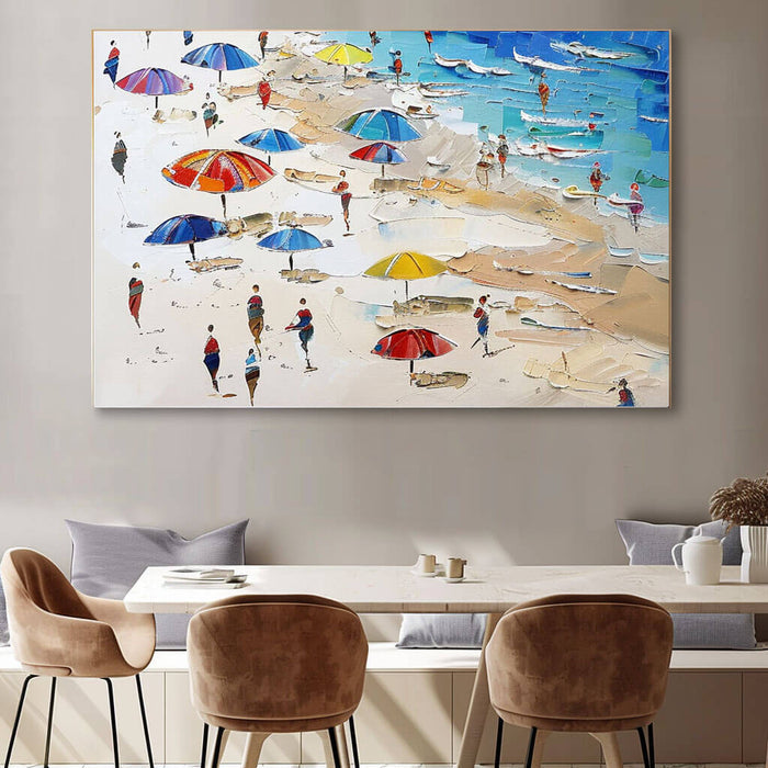 Beach Days - Large Seascape Canvas Art Painting - Hues Art Lab