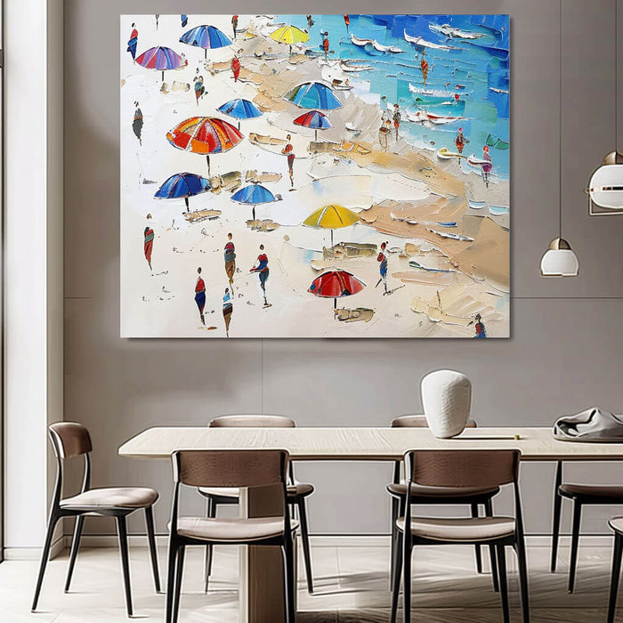 Beach Days - Large Seascape Canvas Art Painting - Hues Art Lab