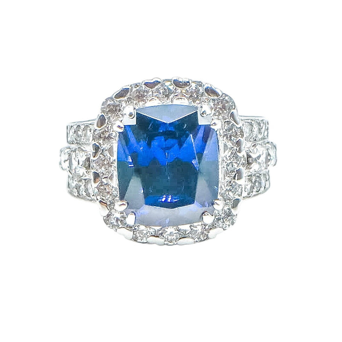 Bella Luce® Blue and White CZ Sterling Silver Ring Size 8